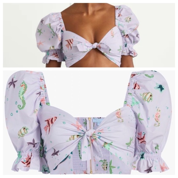 Hill House Tops - HILL HOUSE The Isabella Top in Lilac Sea Creatures | SMALL NWT